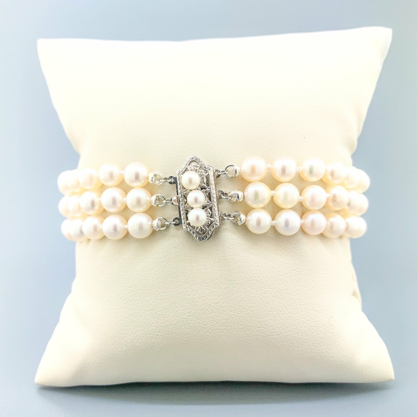 Akoya Triple Strand Pearl Bracelet | eBay