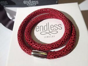 Endless J.Lopez 40cm Red Reptile Bracelet Double Strand Silver Clasp  rrp £65