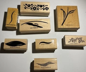Stampin’ Up! de colección Lote de estampillas de goma flores líneas onduladas rama pancarta floral - Imagen 1 de 4
