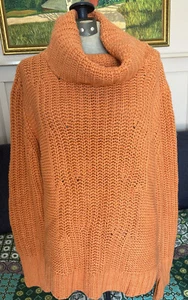 Banana Republic Chunky Apricot Bellini Turtleneck Sweater XL Acrylic/Wool/Alpaca - Picture 1 of 7