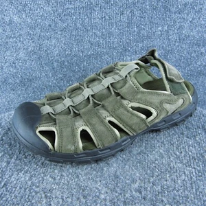 Skechers Relaxed Fit Men Fisherman Sandals Size 9 Med Olive Leather Hook & Loop - Picture 1 of 10