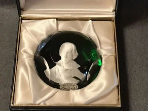 Baccarat Paperweight Dated 1971 Andrew Jackson Sulphide Green Base Original Box - Picture 1 of 12