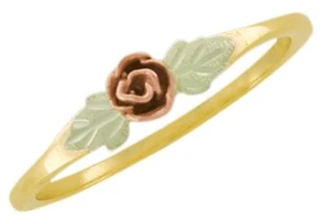10K Black Hills Gold Thin Ladies Rose Ring Size 4-9 - Picture 1 of 1