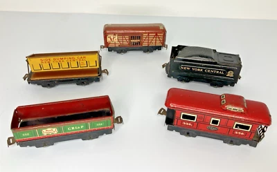 Vintage Marx Tin Metal ElectricTrain Set Cars Only ~  Lot/5 - Image 1 of 4