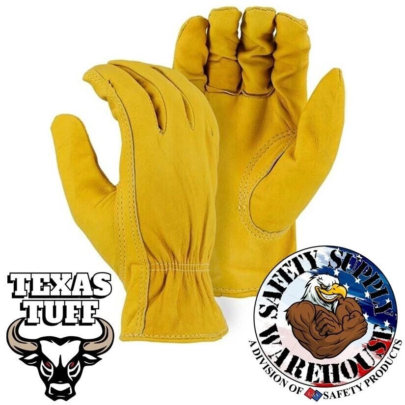 Guantes de trabajo/conductor de cuero de alce premium Texas Tuff 2XL, sin forro, tostados. Foto 1 de 1