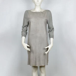 Max&Co MAX MARA Dress Unlined SUEDE Cashmere Straight 3/4 Sleeve Gray Size M - Picture 1 of 12