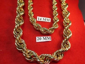 24"-30" BLING 16MM & 20MM 14KT GOLD PLATED RUN DMC BLING ROPE CHAIN NECKLACE - Picture 1 of 2