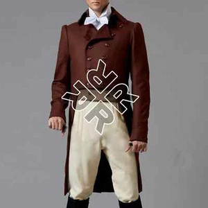 New Bridgerton Anthony Tailcoat, Mr. Darcy Regency Tailcoat, Brown Wool Tailcoat - Picture 1 of 6