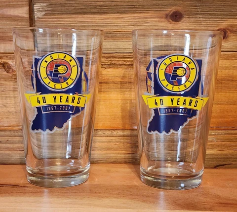 Indiana Pacers 40 Years Anniversary Miller Drinking Glasses - NBA - Set of Two Cover