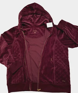 Neu mit Etikett Calvin Klein burgunderroter Hoodie Baumwollmischung Langarm durchgehender Reißverschluss gesteppt Gr. 1X - Bild 1 von 15