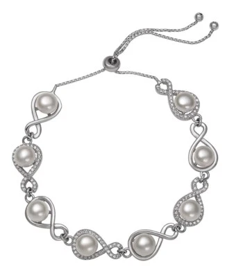 Sterling silver Pearl infinity bracelet - Image 1 of 4
