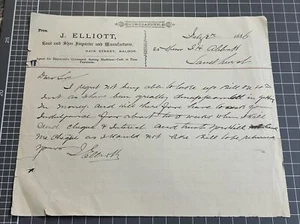 VINTAGE HANDWRITTEN MEMO ELLIOT MALDON VICTORIA RAYMONDS SEWING BOOT SHOE 1886 - Picture 1 of 4
