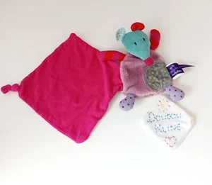 Doudou Plat/Mouchoir Souris Rose Mauve Bleu Pois Les Jolis Pas Beaux Moulin Roty - Picture 1 of 7