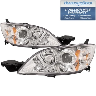PERDE Headlights For 04-09 Mazda 3 Hatchback Gen 1 Mazdaspeed 3 Chrome Assembly - Image 1 of 4