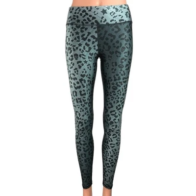 Leggings Atléticos Terez Azul Negro Estampado Animal Leopardo Tiro Medio Elastizados Talla S Foto 1 de 4