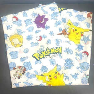 VTG 90s Pokémon Top Bed Sheet Nintendo Twin Multicolor Flat 89x93 Video Game USA - Picture 1 of 12