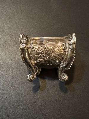 Prato minúsculo antigo de prata esterlina dragão serpente c1800 - Imagem 1 de 4