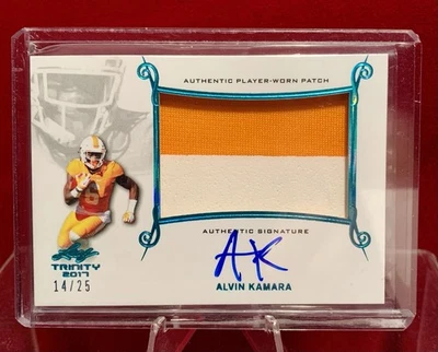 2017 Leaf Trinity Patch/ Auto Alvin Kamara Rookie RC 14/25  Saints   Rare - Image 1 of 2
