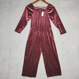 Old Navy Jumpsuits Girls Large 10-12 Burgundy Metallic Long Sleeve Party NWT - Picture 1 of 13