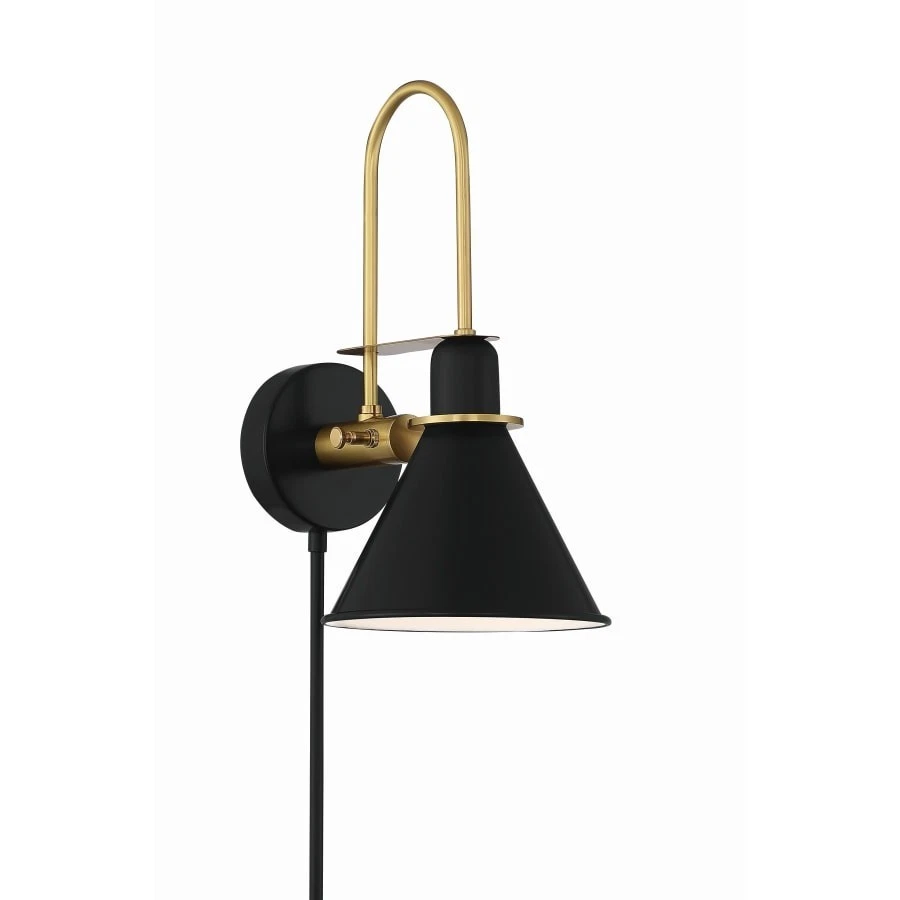 Aplique de pared Crystorama Lighting Medford 14" de alto negro mate MED-B5501-MK Foto 1 de 3