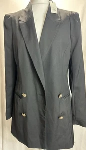 River Island Black Double Breasted Blazer with Gold Buttons Size 12 - Picture 1 of 2