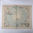 Mappa Polo Sud Antartide Stieler Atlas 1891 Carta Geografica Polare Antica