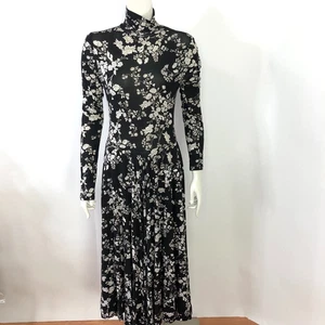 Marshmallow Made In USA Medium Women's Mock Neck Maxi Dress Black PLS READ HRJ - Picture 1 of 18