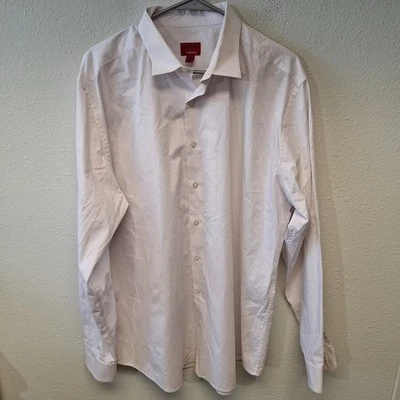 Mens Alfani Tech Slim Fit White Pink Dress Stretch Shirt XL 17 - 17.5 34/35 - Image 1 of 4