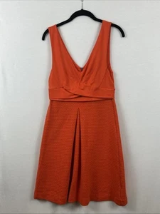 HD IN PARIS Anthropologie Orange Coral Zippered V Neck Sleeveless Dress Sz 6 183 - Picture 1 of 9