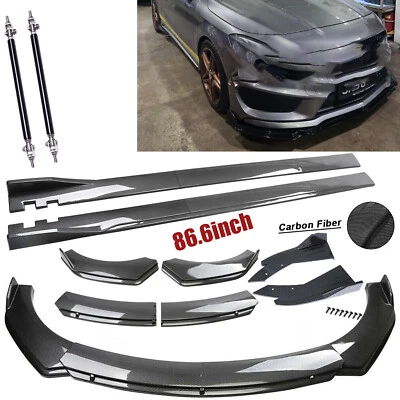 For Mercedes-Benz CLA180 /Fiber Front Bumper Lip Spoiler 86.6" Side Skirt Kit - Image 1 of 4