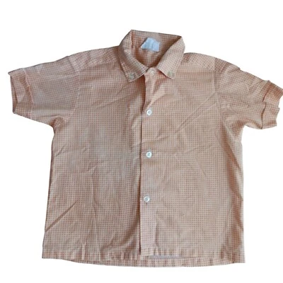 True Vtg 60s  Boys Sz 3 SHERBET ORANGE OXFORD COLLAR BUTTON DOWN PREP SHIRT - Image 1 of 4