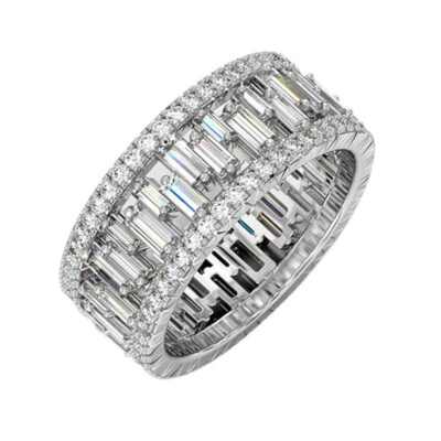 Hot Women's Fashion and Luxury AAA Cz Ring Hollow Band White Gold Filled Sz 6-10 - Image 1 of 4