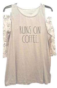 Rae Dunn Pajamas Set of 2 pcs ๐โค๏ธ Women's RUNS ON COFFEE. size Lg NWT - Picture 1 of 6