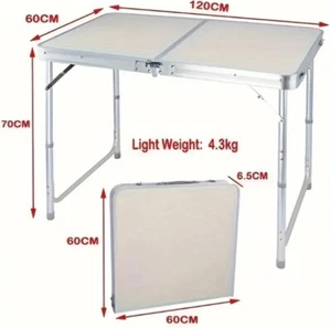 New 120cm 4ft Adjustable Folding Table - Perfect for Indoor Outdoor BBQ Picnic - Picture 1 of 3