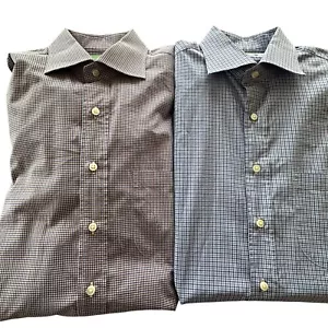 Camisa Sid Mashburn Para Hombre Talla M/L Lote De Dos Cuadros Manga Larga Algodón - Imagen 1 de 16