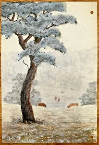 Theodore Demerest Coe New York Important Impressionist Artist Watercolor Cows!!! - Picture 1 of 5