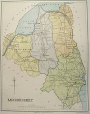 Irish Map County DERRY LONDONDERRY Northern Ireland Thomas Kelly 1881
