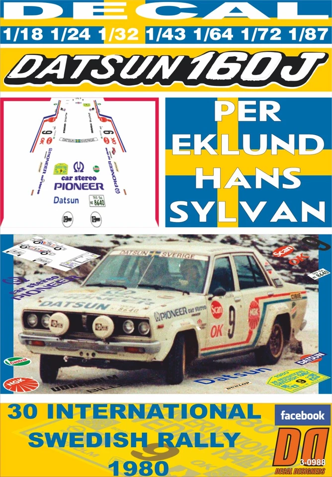 DECAL DATSUN 160J P.EKLUND SWEDISH R 1980 8th (09) - Image 1 of 1