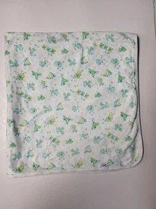 Vintage Carter's 36x36 100% Cotton Baby Blanket Blue Green Mother Goose USA Made - Picture 1 of 15