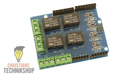 4-Kanal 5V Relay Shield | Relais Modul für UNO R3/Mega 2560 - Bild 1 von 2