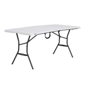 Lifetime Folding Table Fold-In-Half White 6Seats Plastic/Metal Locking Frame - Picture 1 of 12