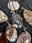 Whole sale lot of 10 tube, dendritic, flower, moss, banded agate pendants