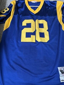 St Louis Rams Marshall Faulk #28 Mitchell & Ness Blue 1999 NFL Legacy Jersey - Picture 1 of 6