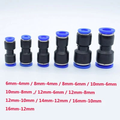 Reducing Straight Pneumatic Connector Fittings Fast Adapter Unequal Dia 16mm-4mm - Image 1 of 4