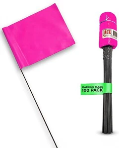 Bandiere Marcatrici Rosa Fluorescente, Confezione da 100 - Bandiere Marcatrici 4x5 Pollici - 15 Pollici Wi... - Foto 1 di 5