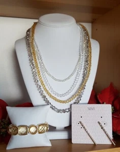 Glistening Layered Crystal Necklace Set by ViVI Jewelry (formerly Cookie Lee) - Picture 1 of 1