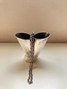 Ancien porte piques métal argenté St Medard design moderniste chainette vintage - Imagen 1 de 10