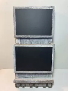 Rustic 2-Slot Mail Sorter Organizer for Wall with Chalkboard 16.25” - Picture 1 of 12
