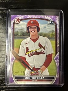 2023 Bowman Chrome Luis Rodriguez Bowman 1st Fuchsia Lunar Crater #056/199