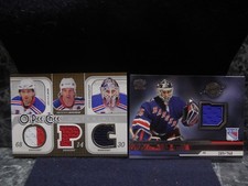 2 new york rangers jersey cards 1  2008-09 o-pee-chee j.jagr/ b.shanahan. h. lun